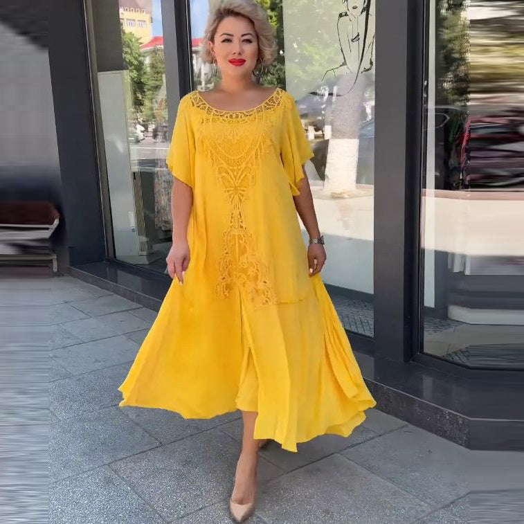 Women's Plus Size Casual Swing Dress, with Polo