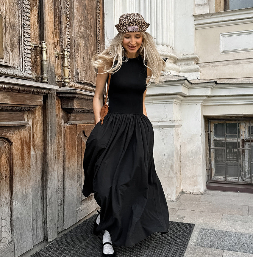 Women's Vintage Hepburn Style Sleeveless Loose Maxi Dress