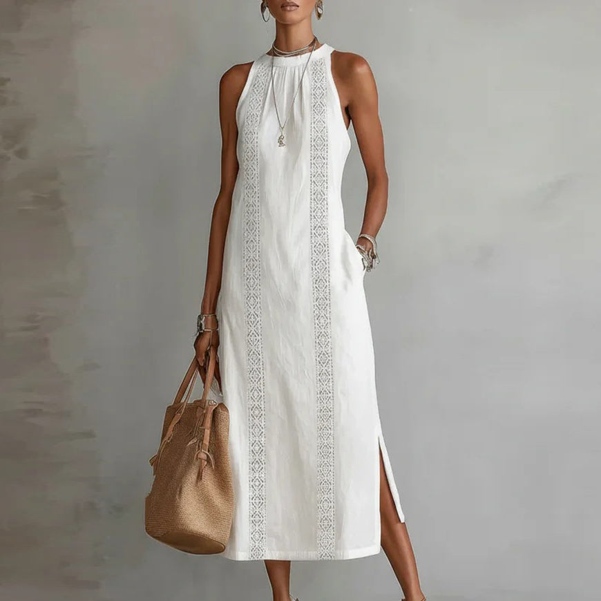 Women's Casual Solid Color Loose Sleeveless Midi Dress
