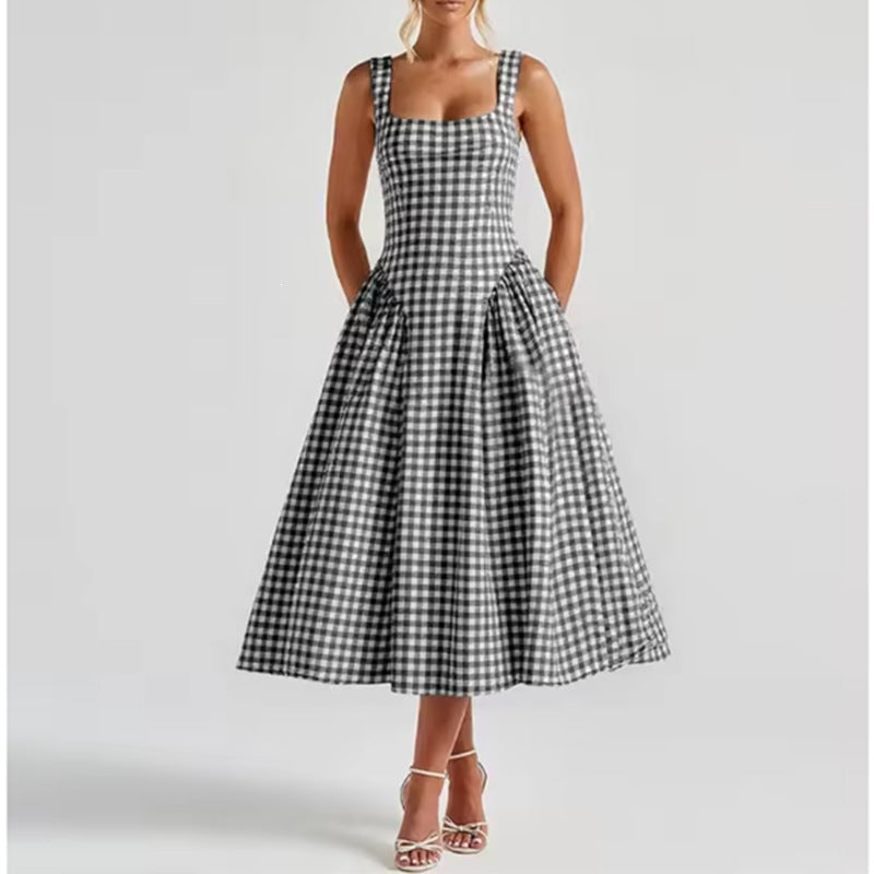 Women's Casual Plaid A-Line Dress