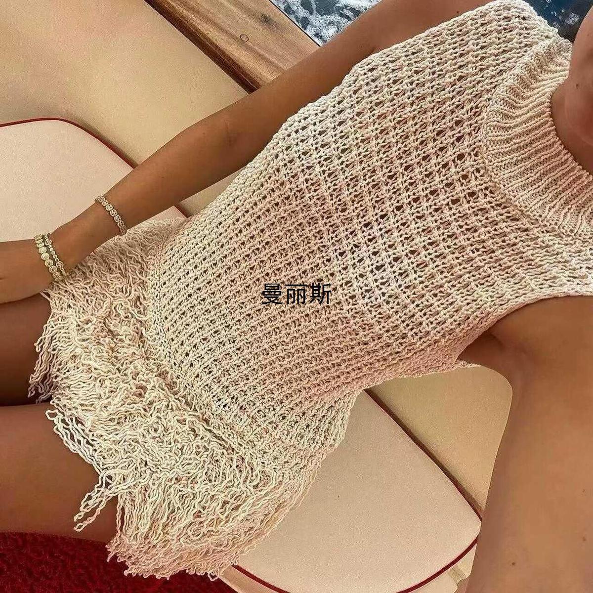 Women's Summer Slim-Fit Sleeveless Tassel Knitted Dress