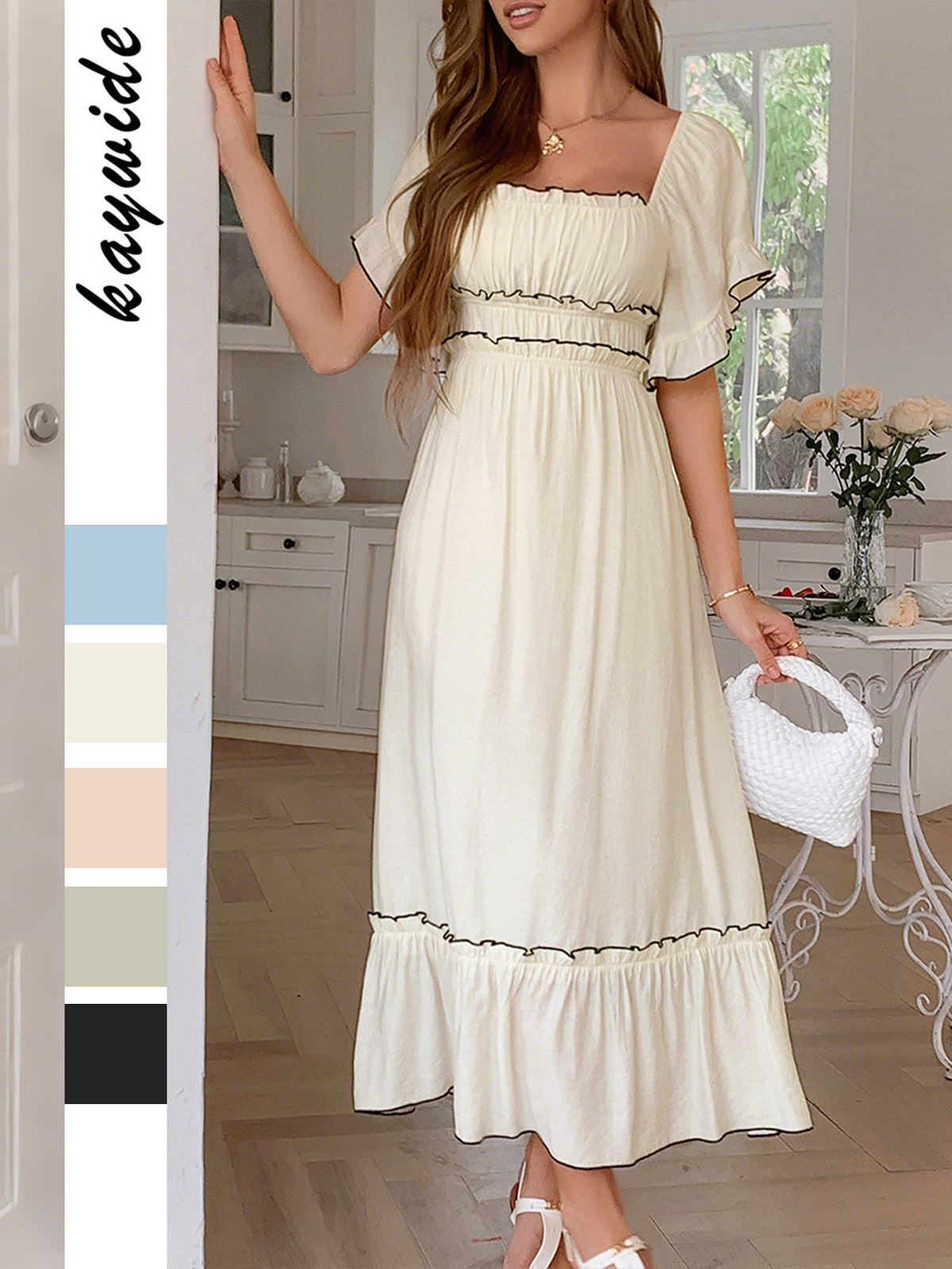 Women's Casual Vacation Short Sleeve Maxi Dress