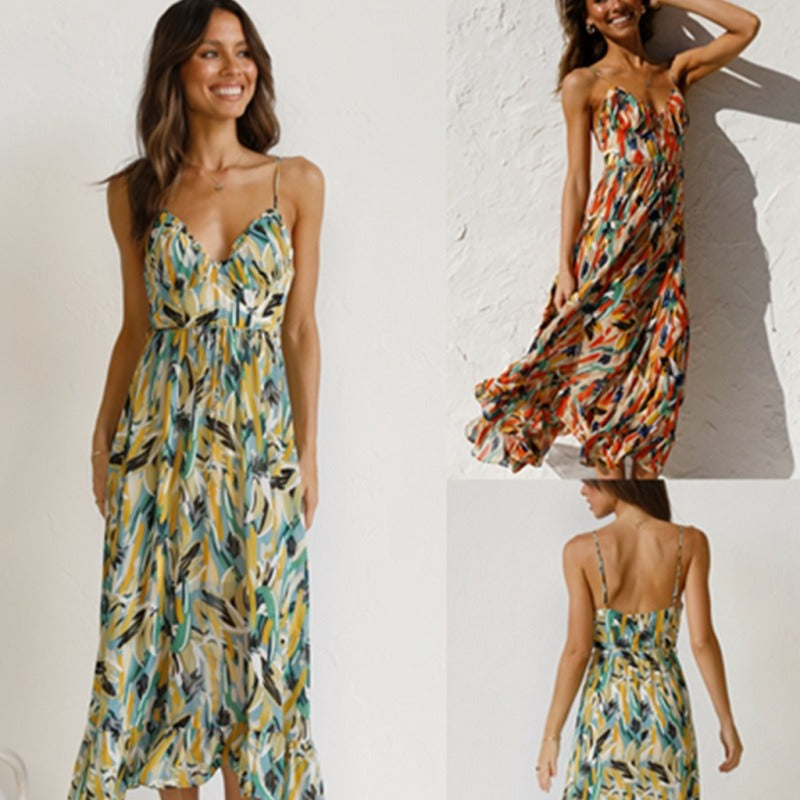 Women's Summer Casual Geometric Print Sling Dress
