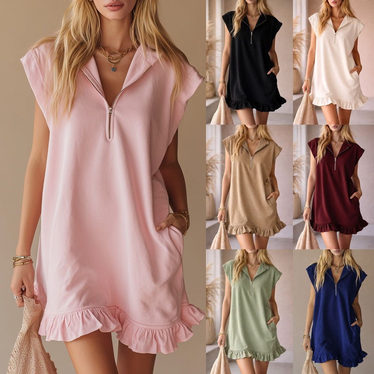 Women's Summer Casual Lel Sleeveless Ruffled Dress