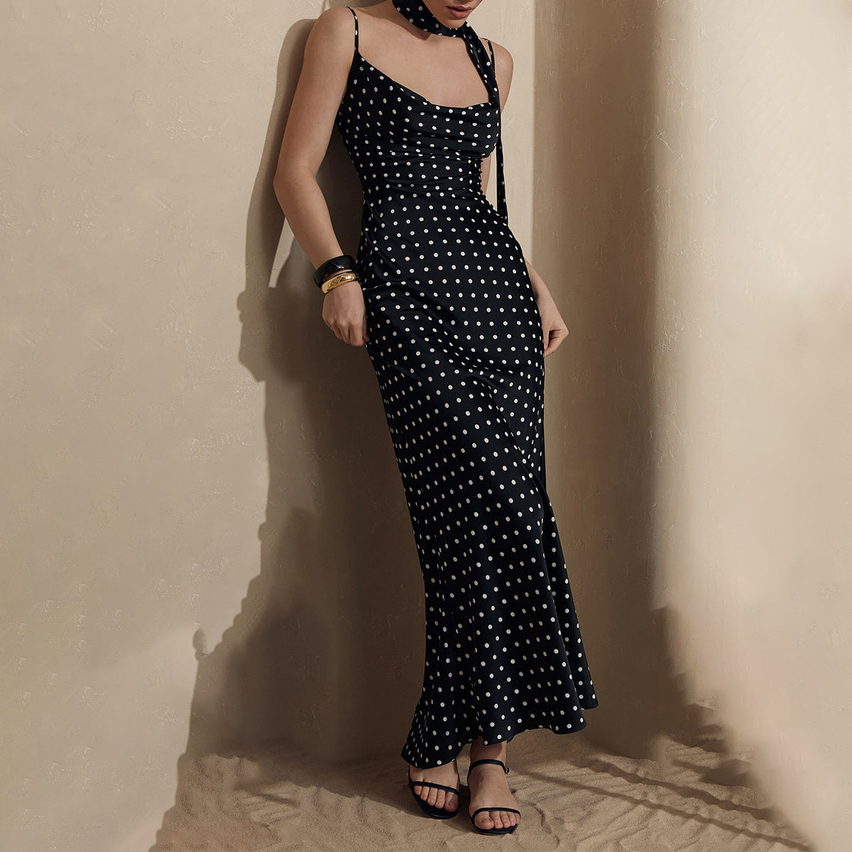 Women's Sexy Summer Polka Dot Print Spaghetti Straps Dress