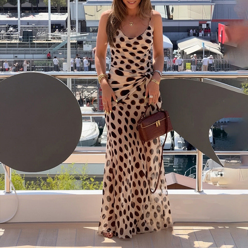 Women's Sexy Summer Polka-Dot Printed Spaghetti Straps Dress
