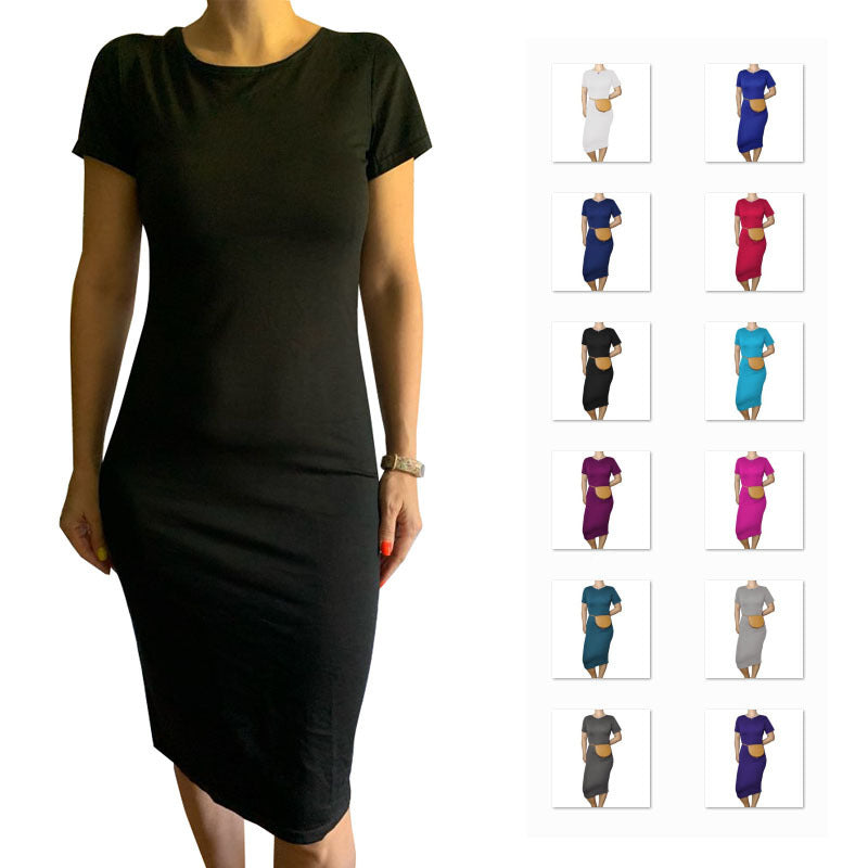 Women's Casual Basic Short Sleeve Midi Dress
