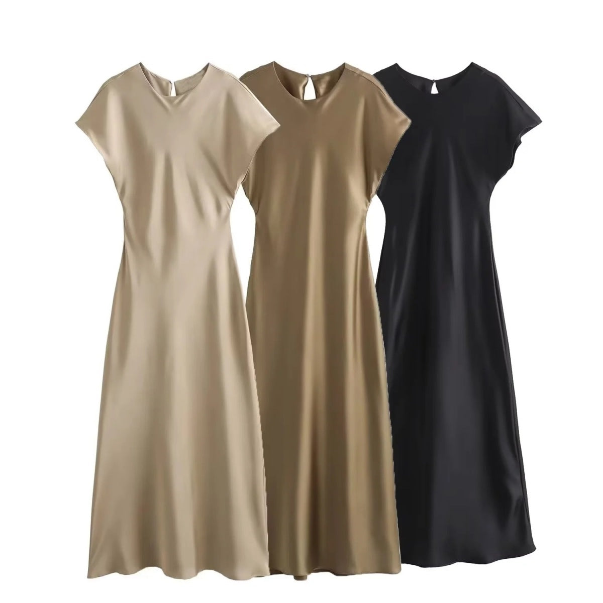 Women's Casual Sleeveless Midi Dress, Solid Color