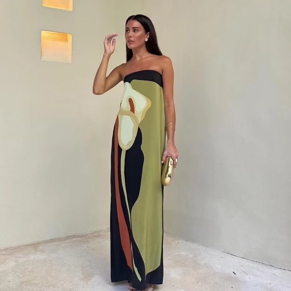 Women's Summer Graphic Printing Strapless Dress