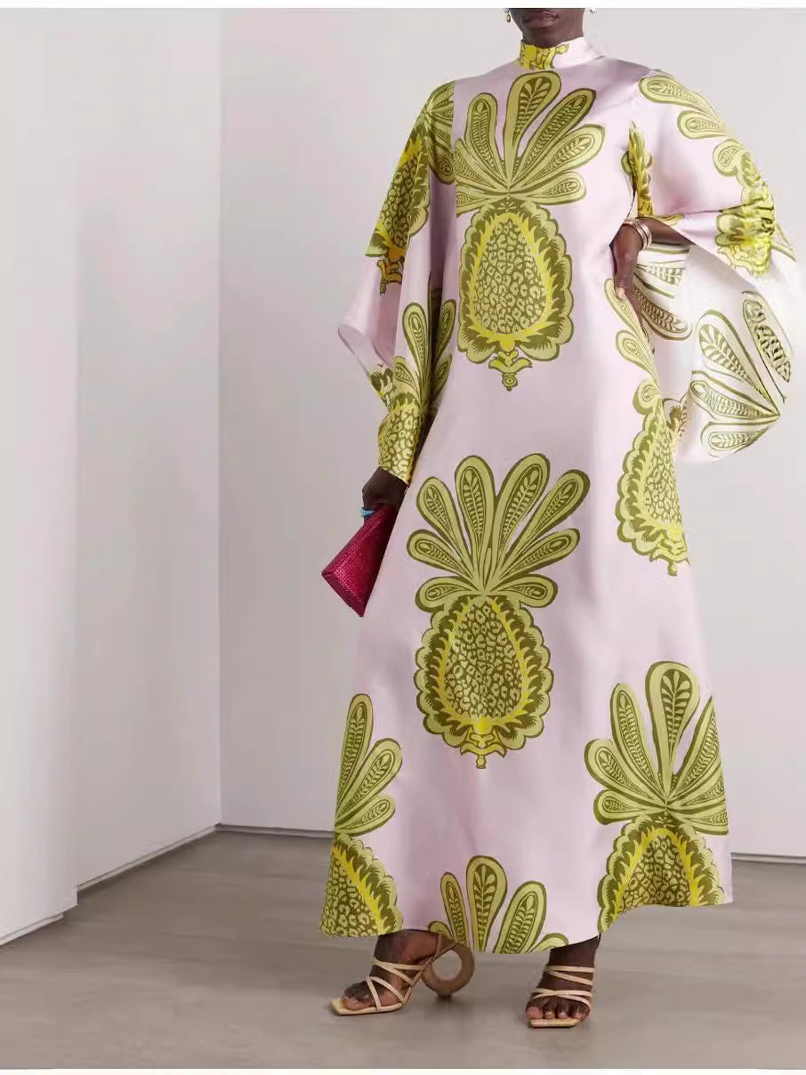Women's Summer Casual V-Neck Floral Print Oversize Dress