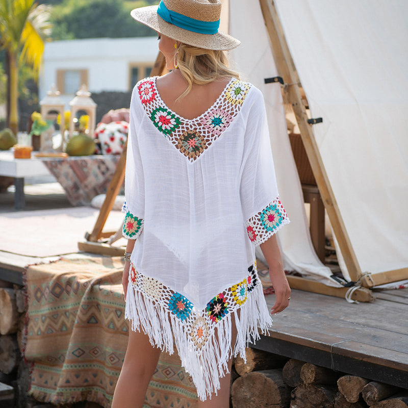 Women's Bohemian Cover Up Sexy Hollow Out Beach Dress, Summer