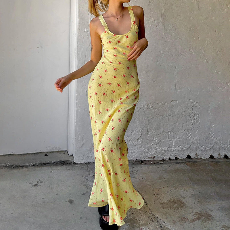 Women's Tiny Flower-Print Sling Maxi Dress