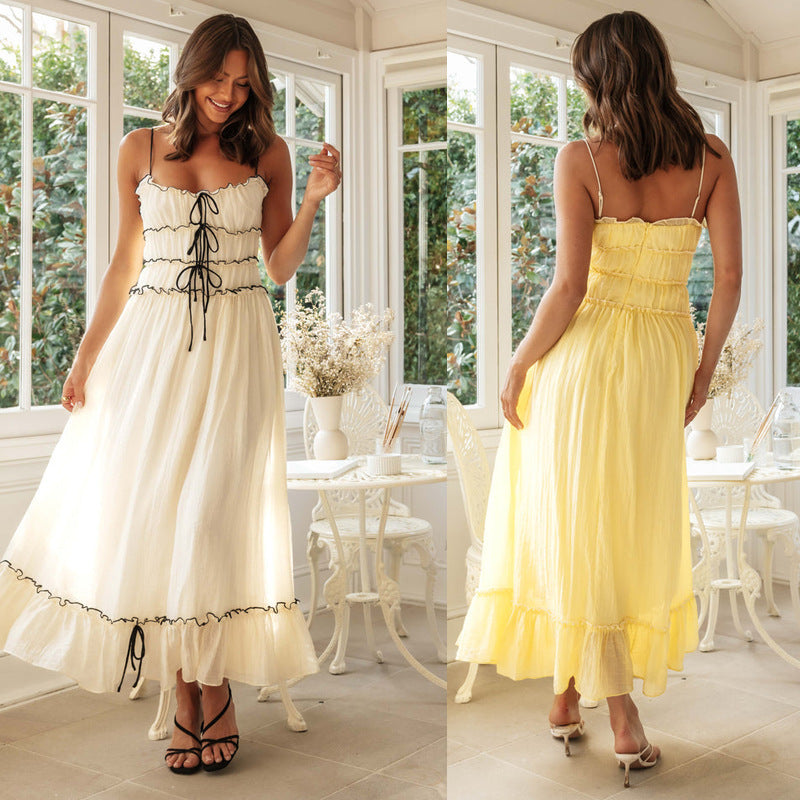 Women's Sling Style Solid Color Maxi Dress