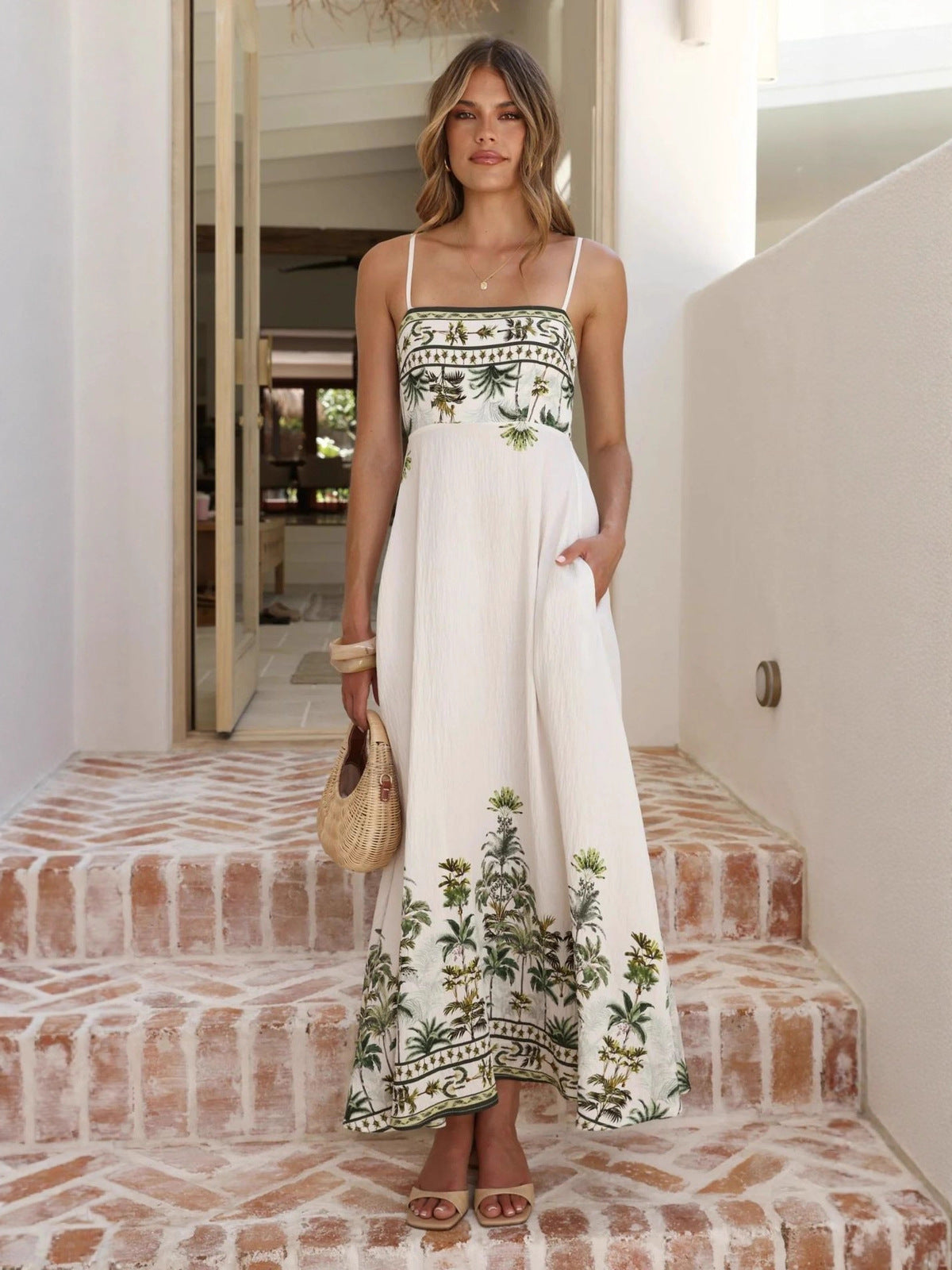 Women's Summer Vacation Bohemian Casual Print Sling Maxi Dress