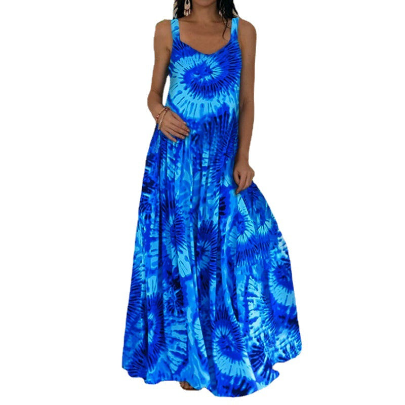 Women's Casual Summer Tie-Dye 3d Print Sleeveless Loose Dress
