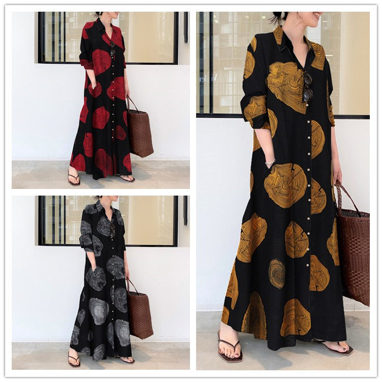 Women's Casual Lapel Shirt Dress, Long Sleeve