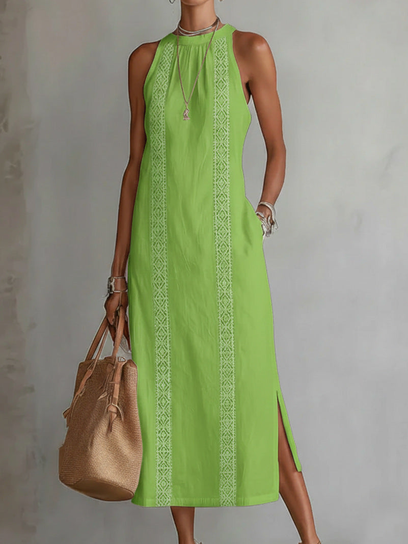 Women's Casual Solid Color Loose Sleeveless Midi Dress