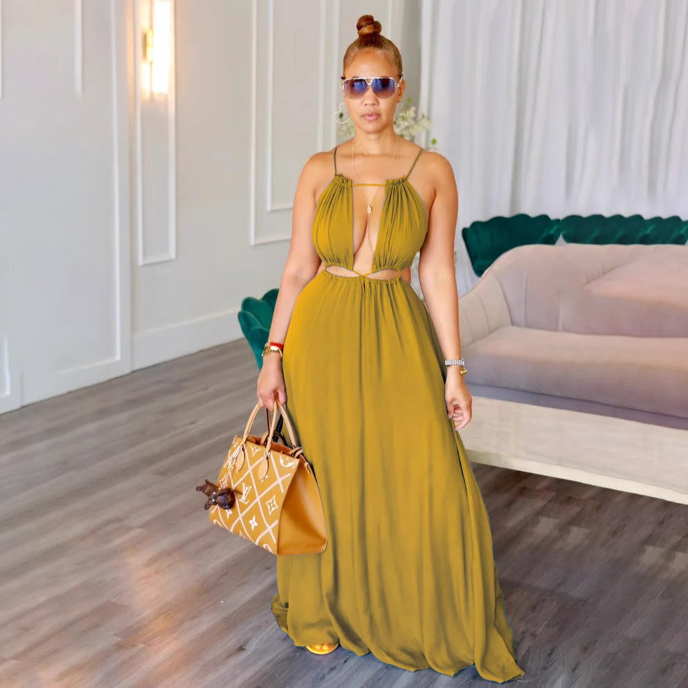 Women's Sexy Hollow-Out Backless Sleeveless Maxi Dress-Style