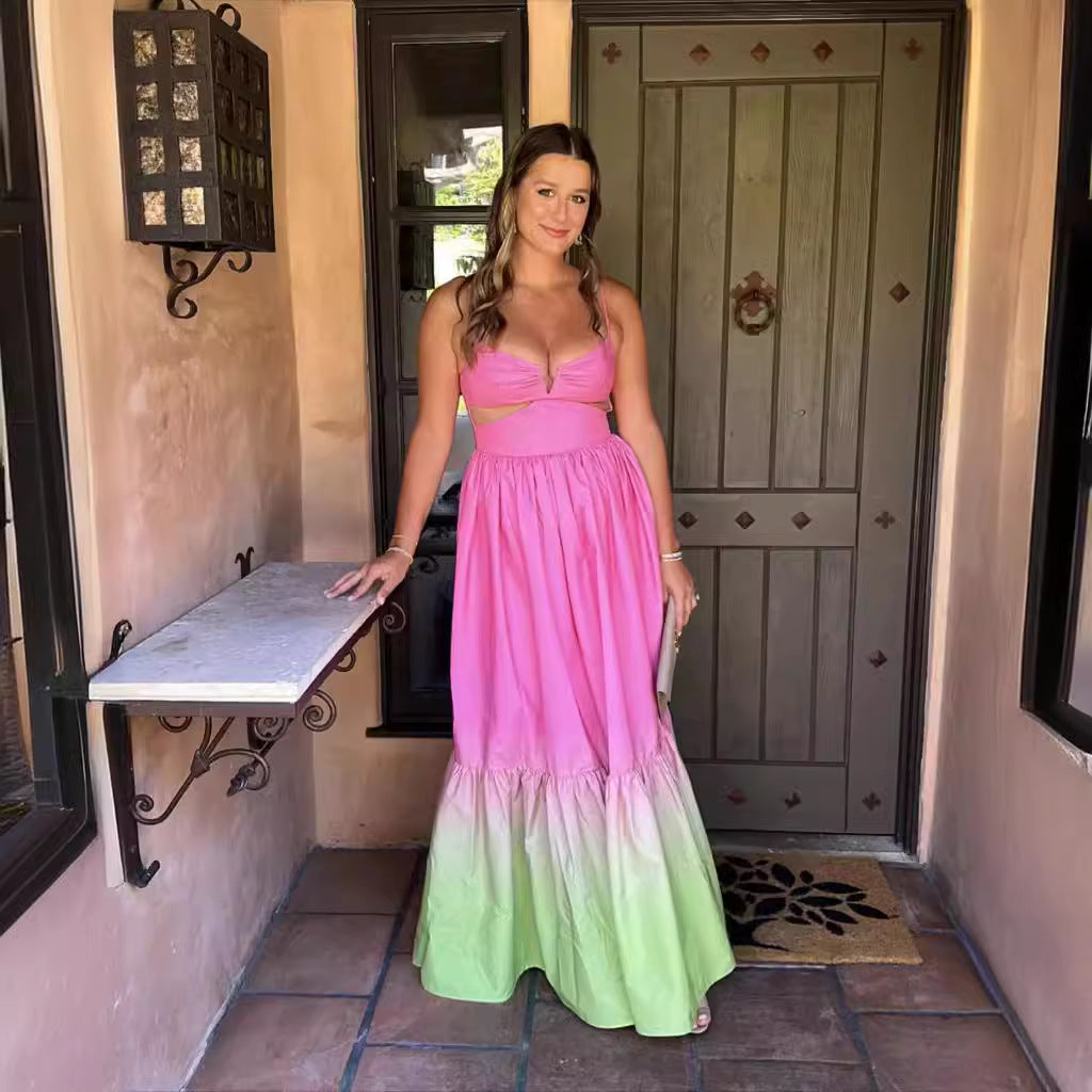Women's Summer Sexy Gradient Sling Maxi Dress