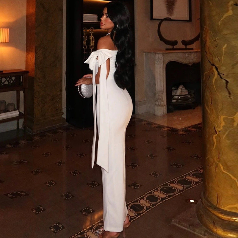 Women's Elegant Solid Color Off-Shoulder Maxi Dress