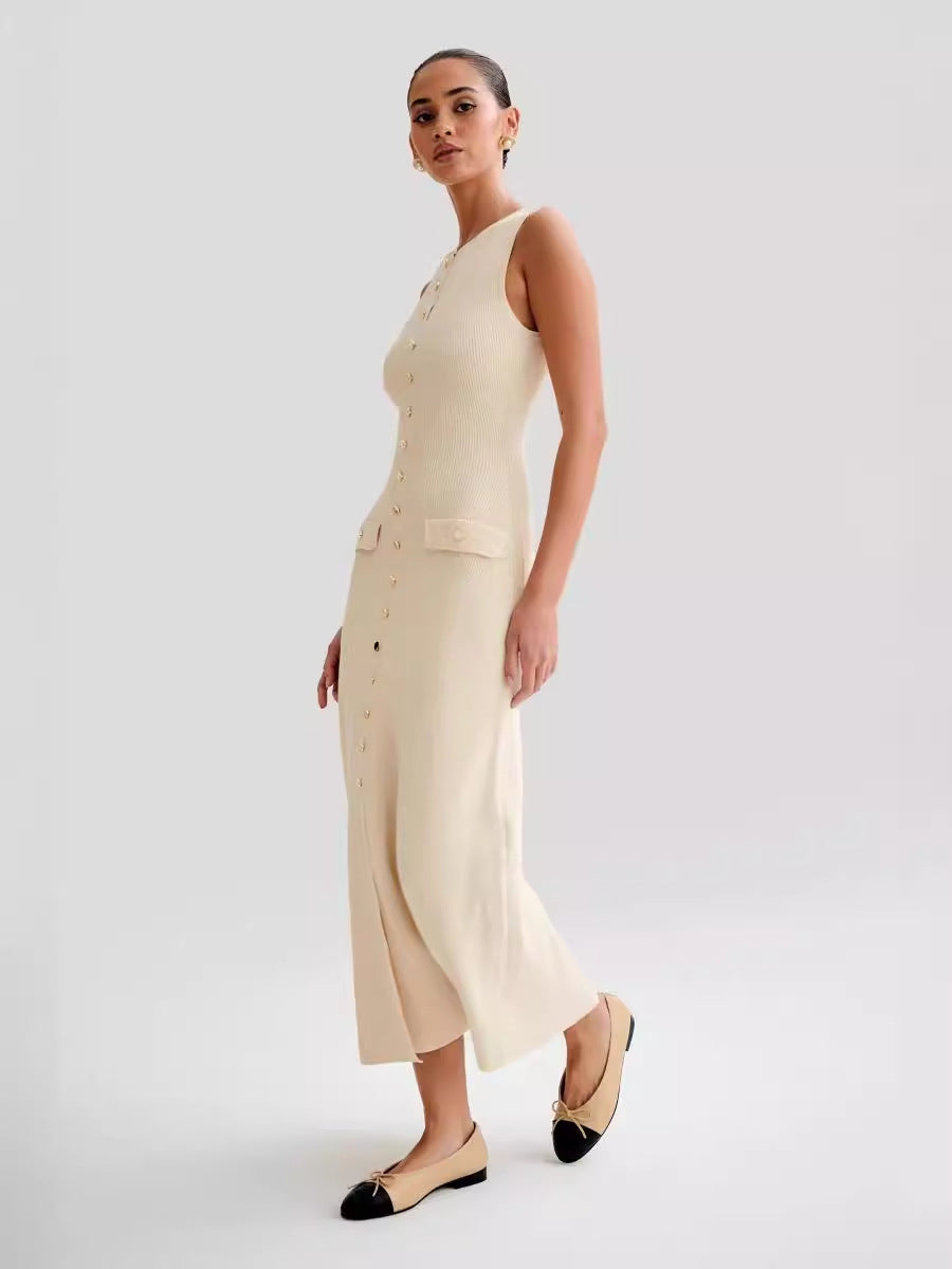 Women's Sleeveless Crewneck Slim-Fit Knitted Dress
