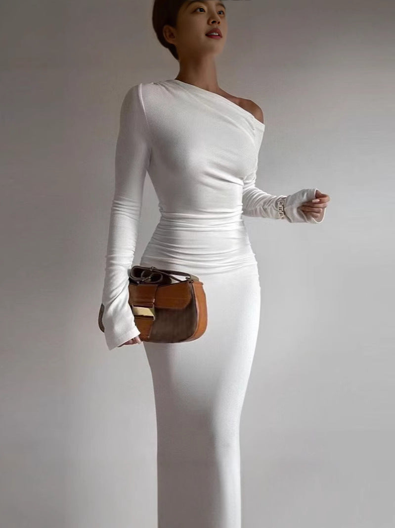 Women's Autumn Sexy Solid Color Long Sleeve Maxi Dress