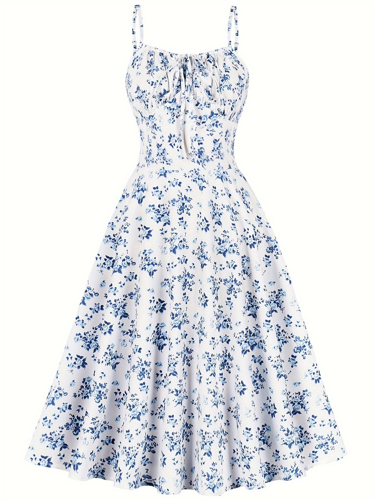 Women's Elegant Floral Printed Spaghetti Strap Loose Dress