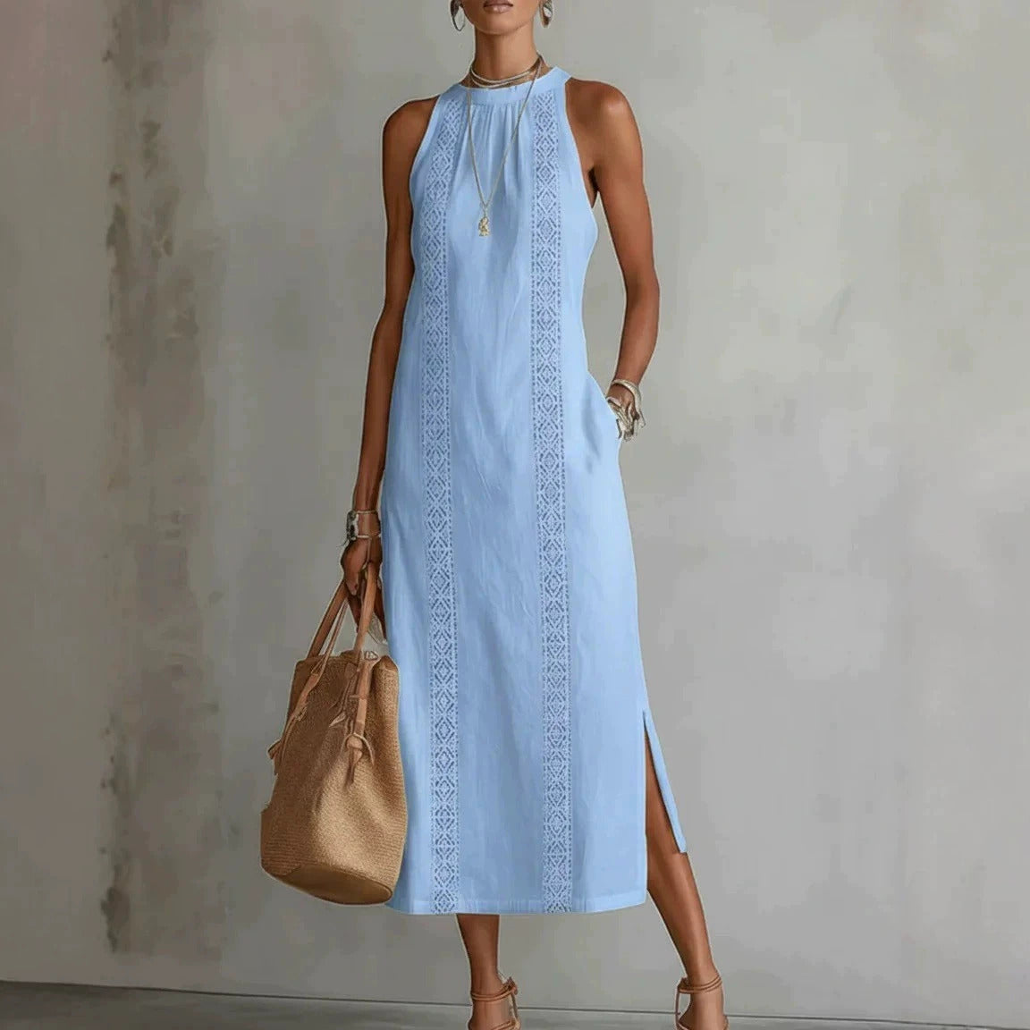 Women's Casual Summer Solid Color Sleeveless Loose Dress