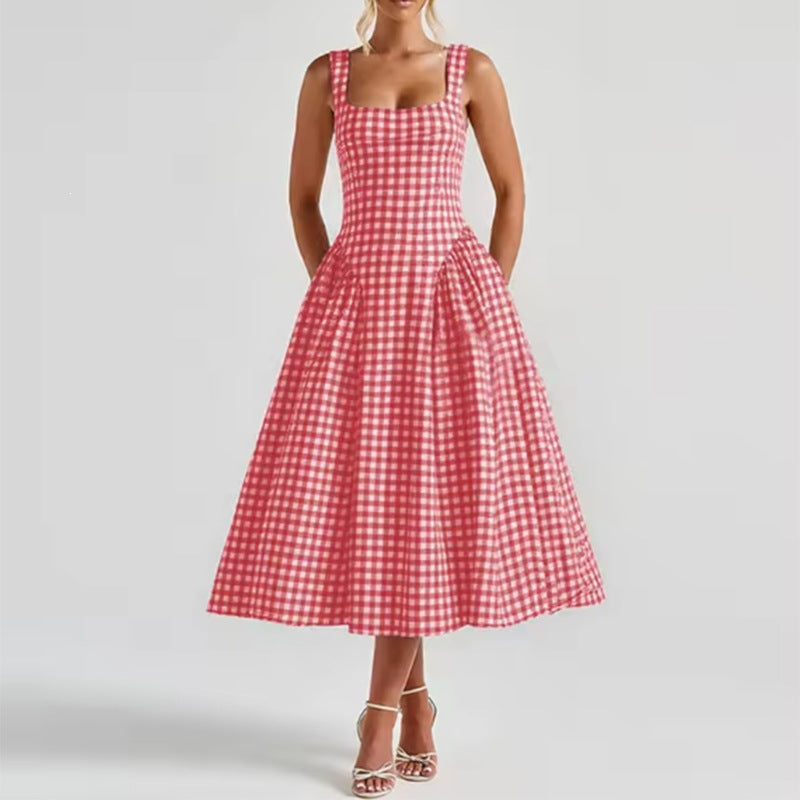 Women's Casual Plaid A-Line Dress
