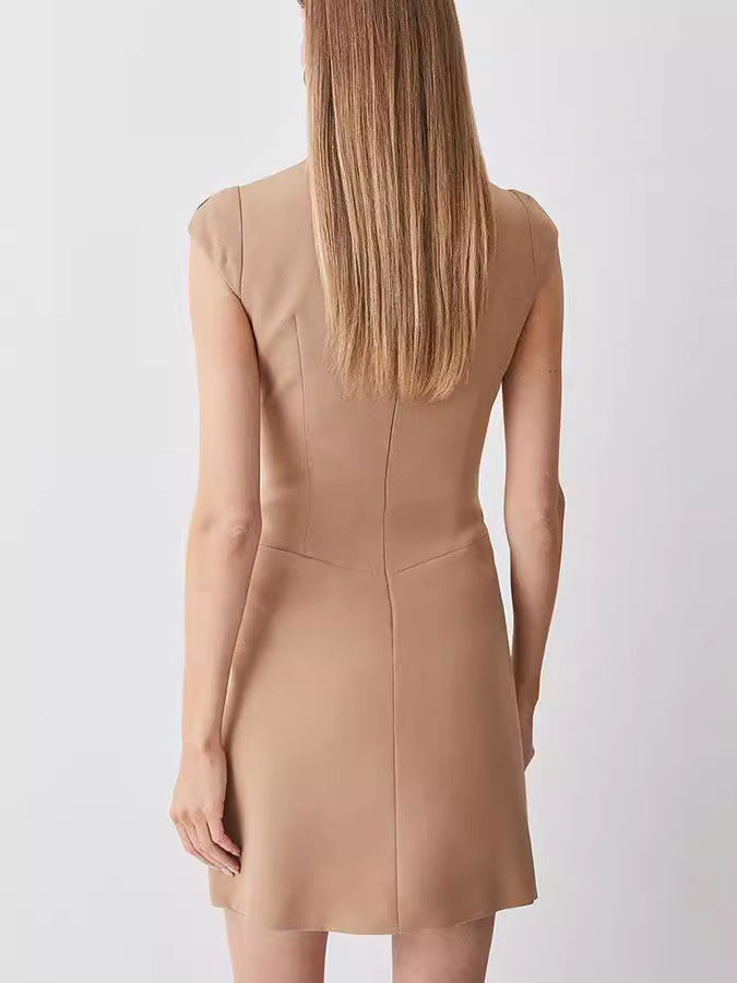 Women's Casual Solid Color Sleeveless Slim-Fit Dress