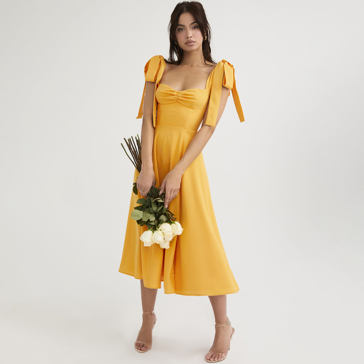 Women's Casual Solid Color Strap Midi A-Line Dress