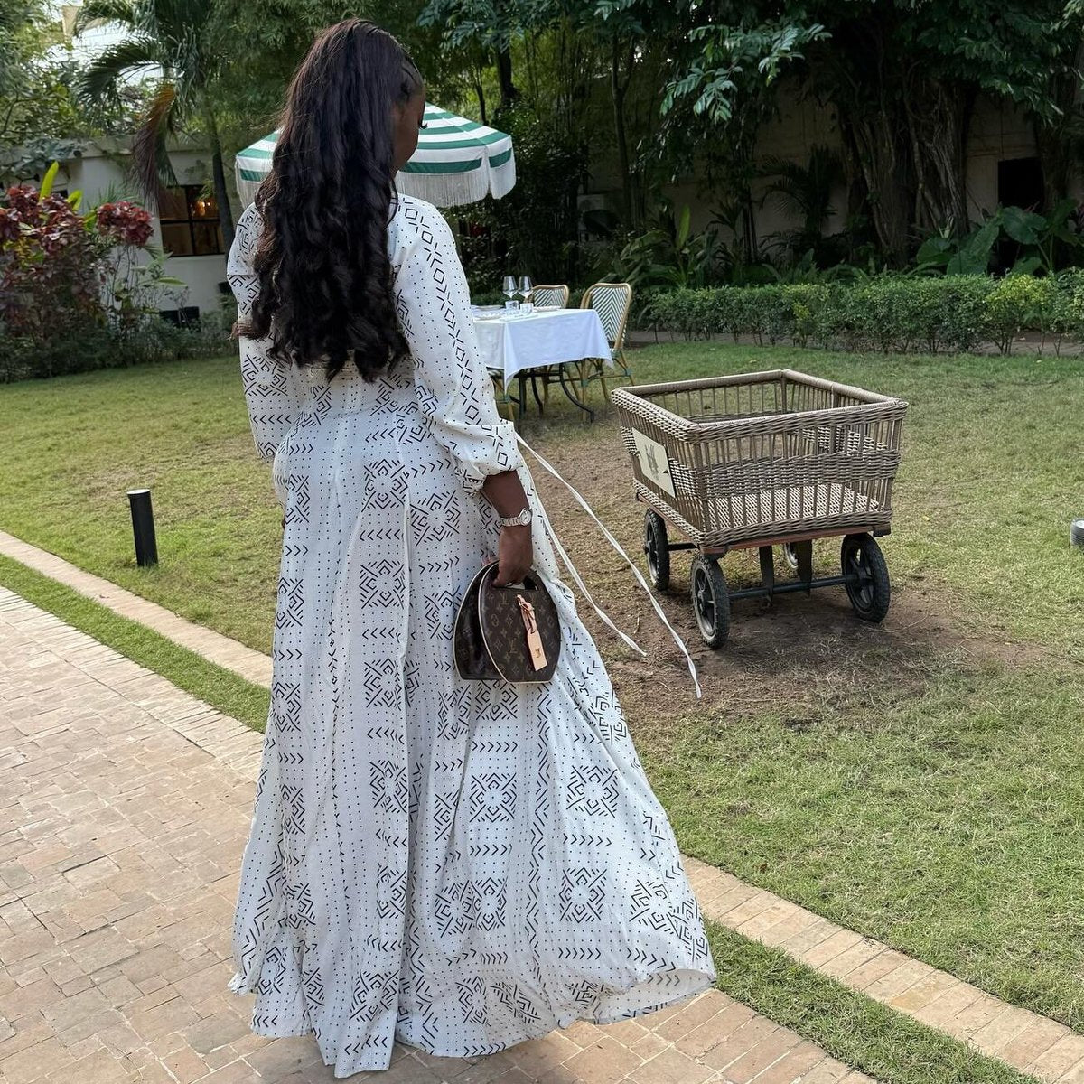 Women's African Elegant Casual Long Sleeve Collar Single-Breasted Maxi Dress