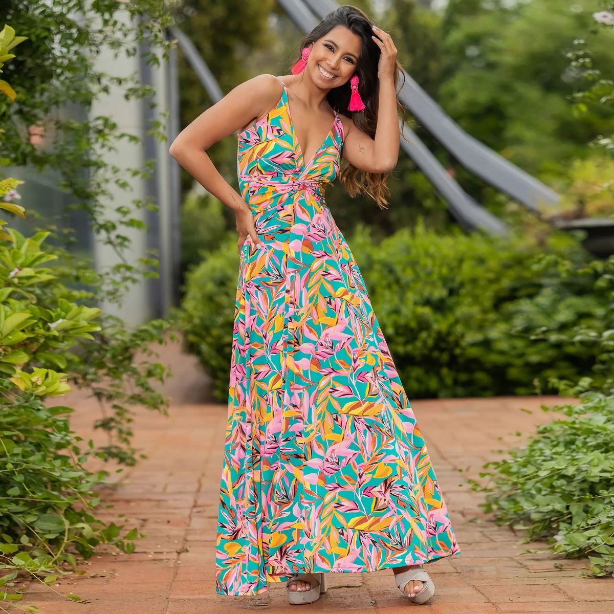 Women's Summer Casual Bohemian V-Neck Floral Print Maxi Dress