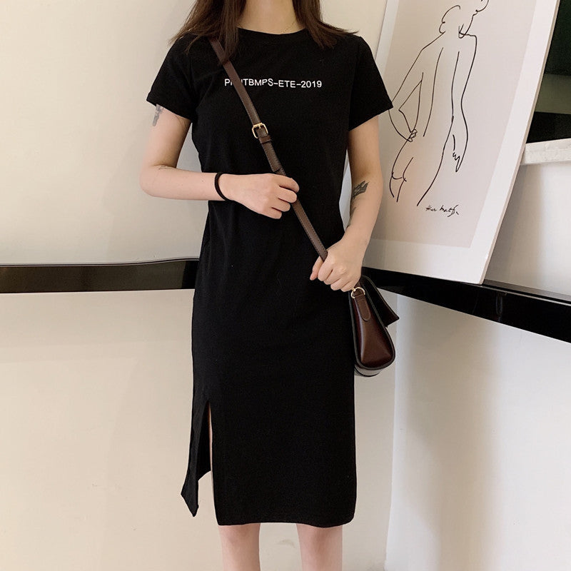 Women's Casual Letter Printed Short Sleeve Loose Dress