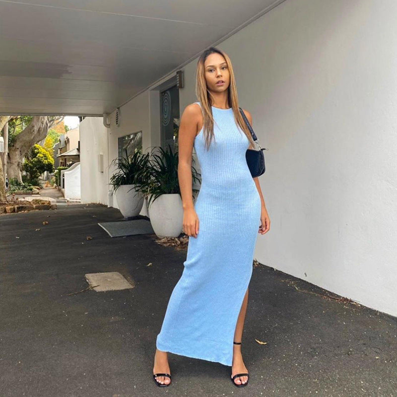 Women's Summer Sexy Kink Side-Slit Slim Elegant Backless Dress