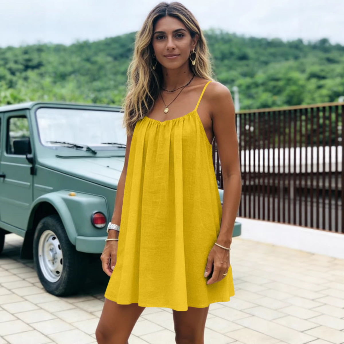 Women's Casual Solid Backless Strap Dress