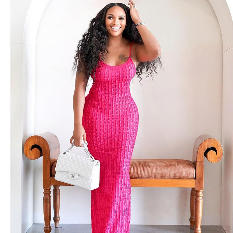 Women's Sexy Solid Backless Maxi Dress