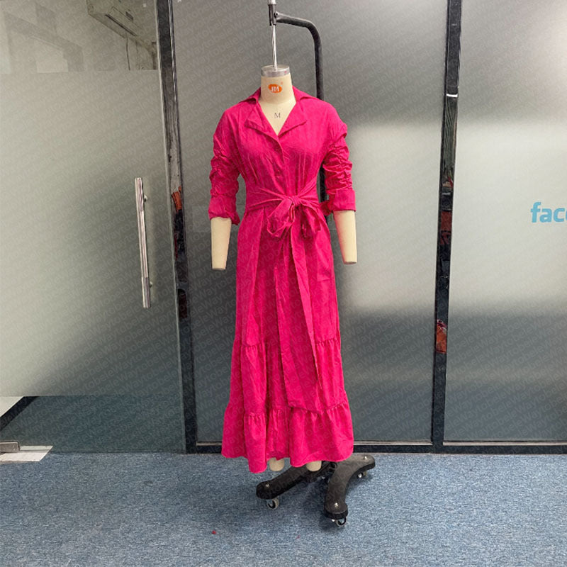 Women's Casual Solid Color Single-Breasted Maxi Dress