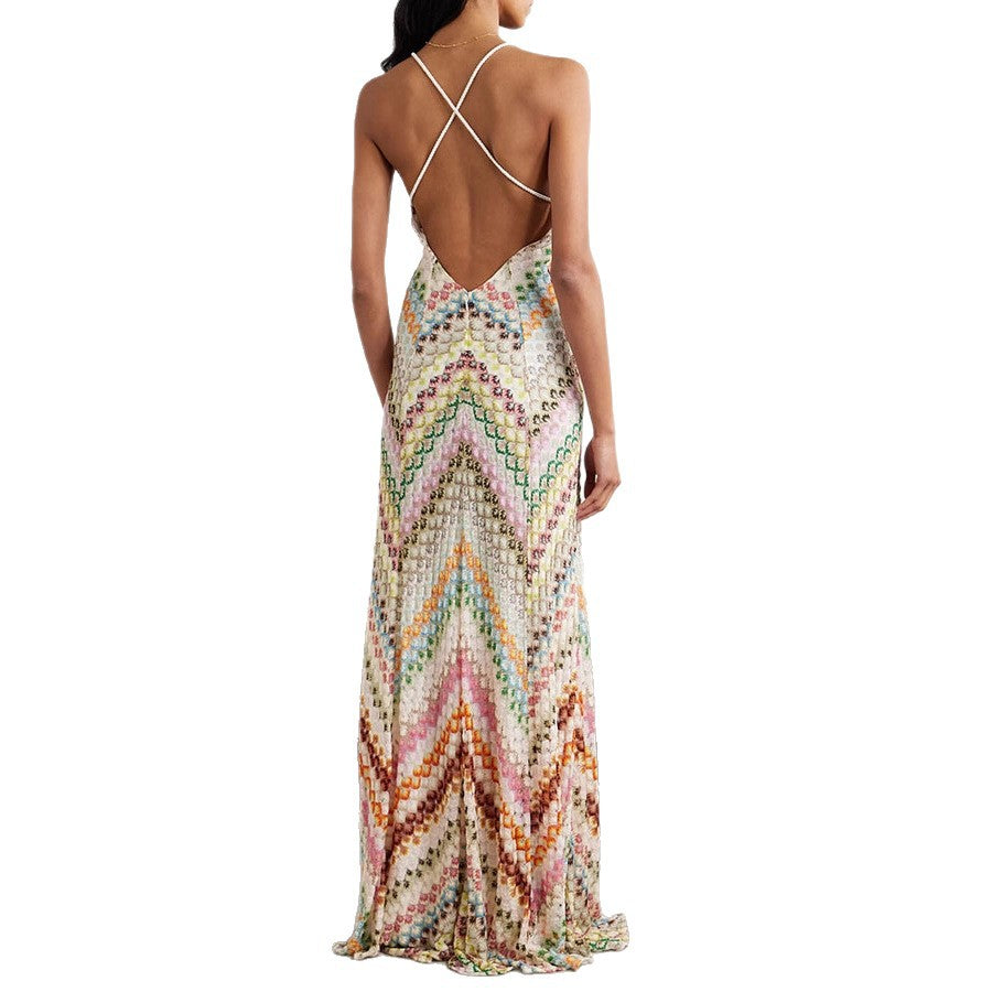 Women's Vacation Printed Strap Maxi Dress