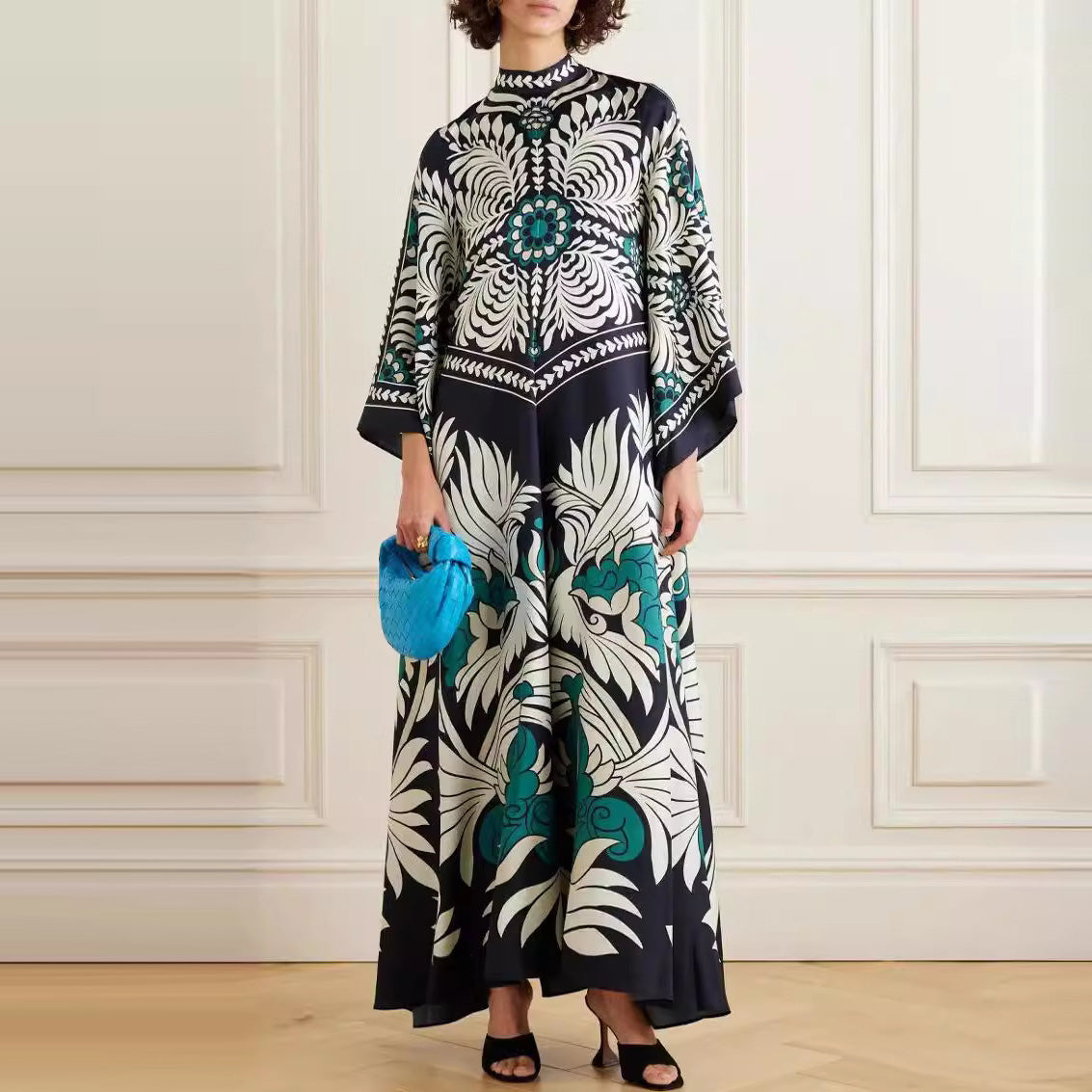 Women's Summer Casual V-Neck Floral Print Oversize Dress