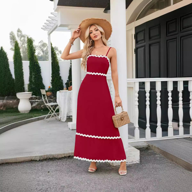 Women's Casual Summer Vacation Wave Color Blocking Maxi Sun Dress