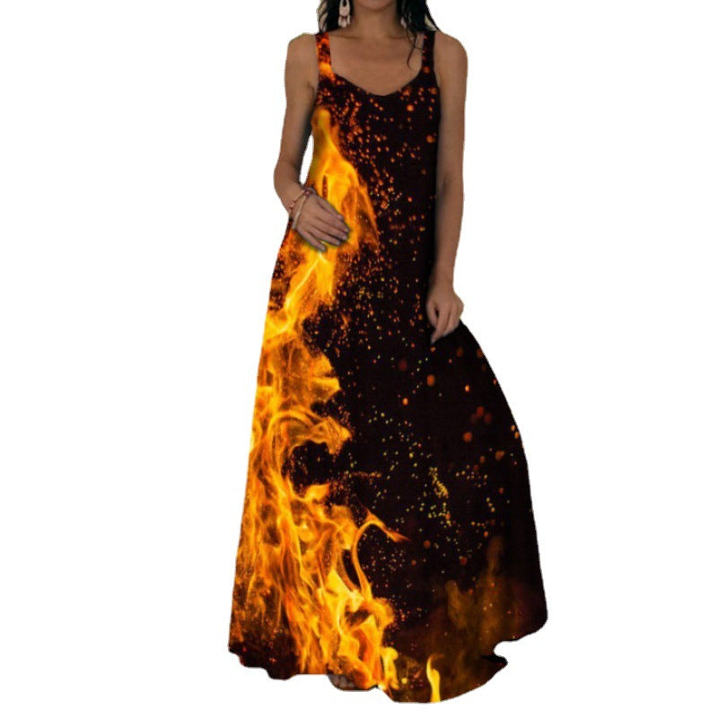 Women's Casual Summer Tie-Dye 3d Print Sleeveless Loose Dress