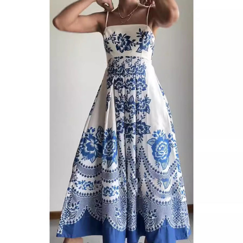 Women's Bohemian Casual Print Strap Maxi Dress