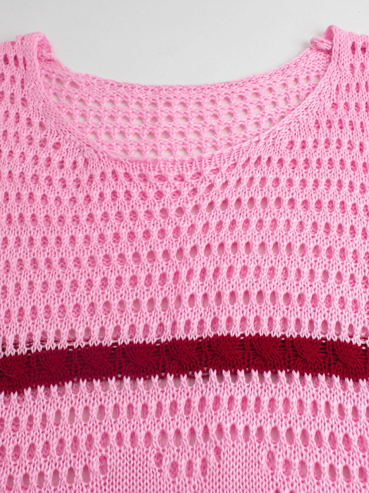 Women's Casual Contrast Color Knitted Hollow Sleeveless Dress