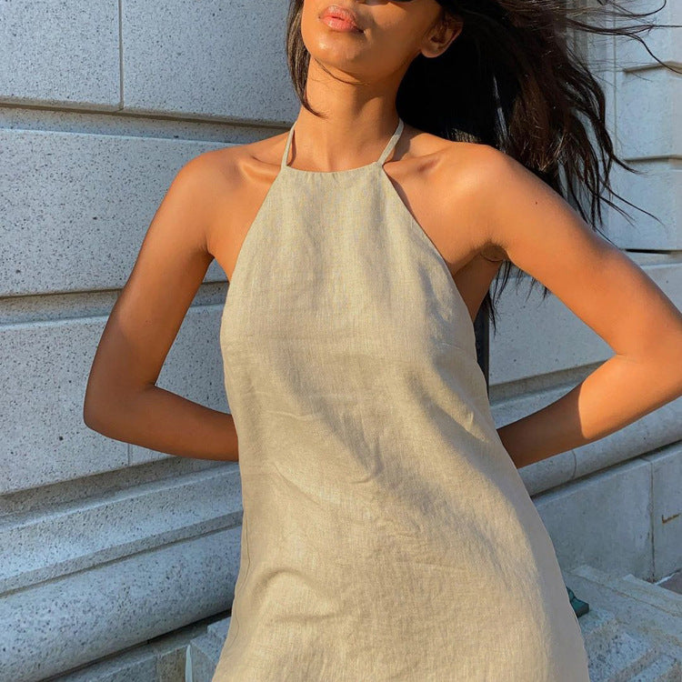 Women's Summer Sexy Halter Neck Lace-Up Sleeveless Dress
