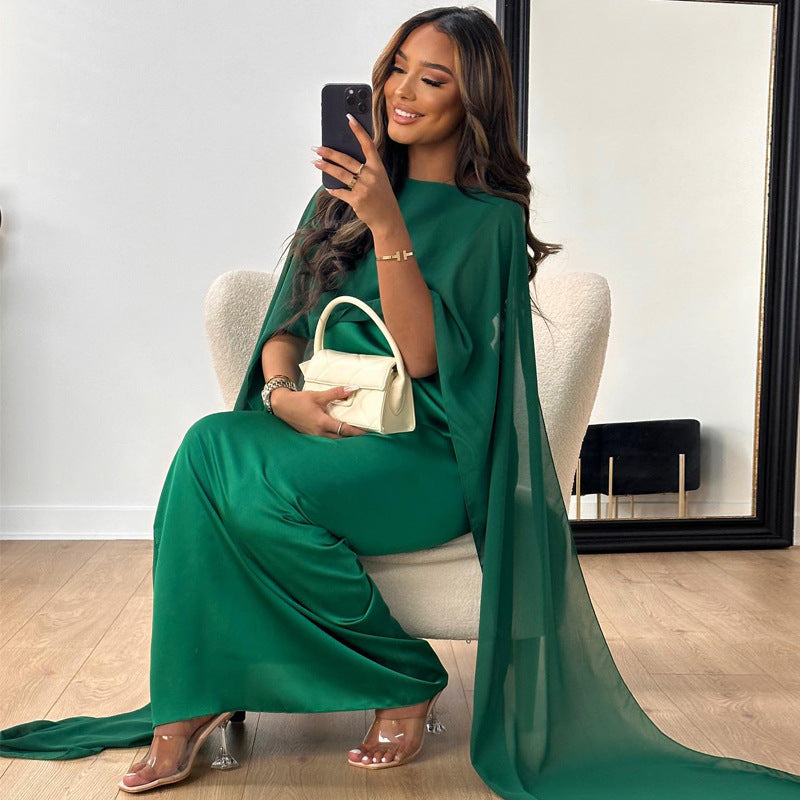 Women's Casual Elegant Chiffon Maxi Dress, with Shawl