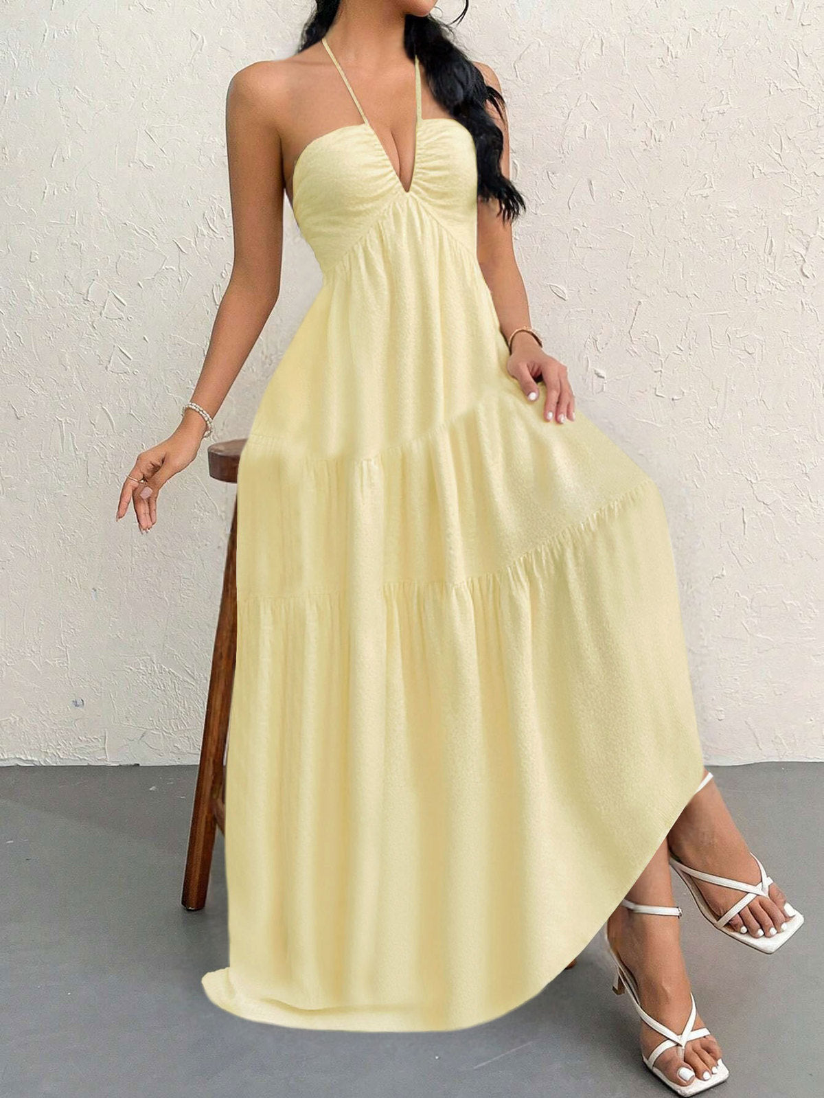 Women's Sling Style Maxi Dress, Solid Color