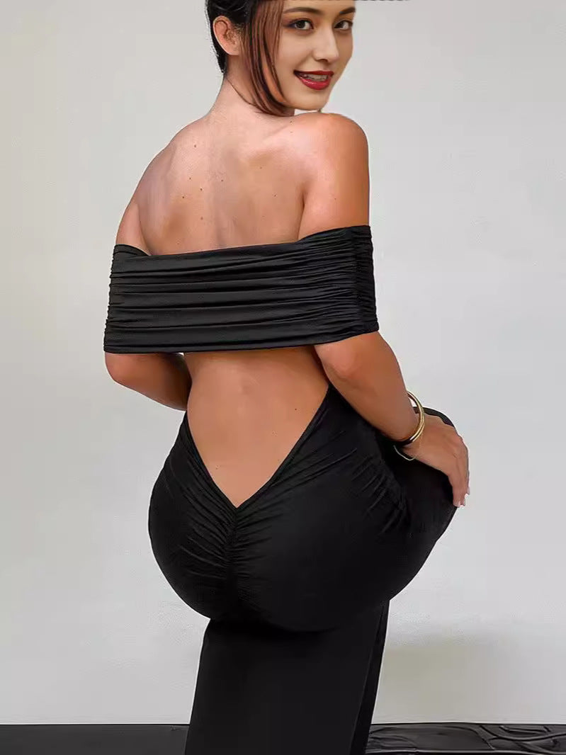 Women's Sexy Off-Shoulder Solid Color Maxi Dress