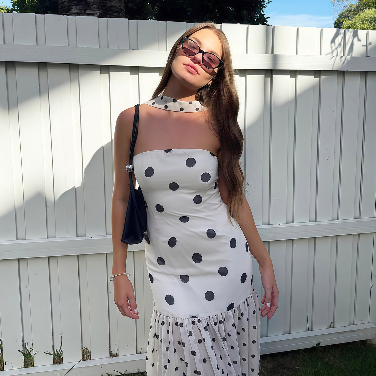 Women's Sexy Summer Vacation Polka Dot Print Tube Top Dress