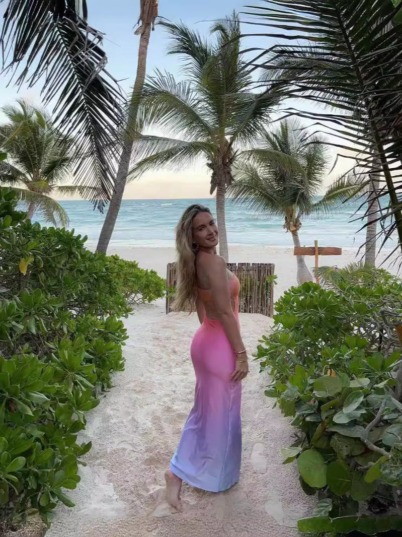 Women's Sexy Gradient Strapless Maxi Dress